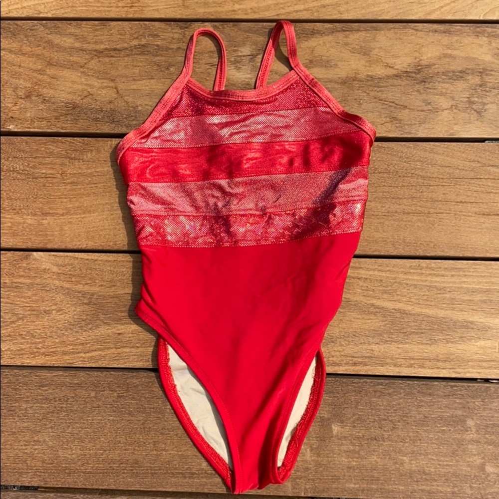 Red full peice sparkly swimsuit